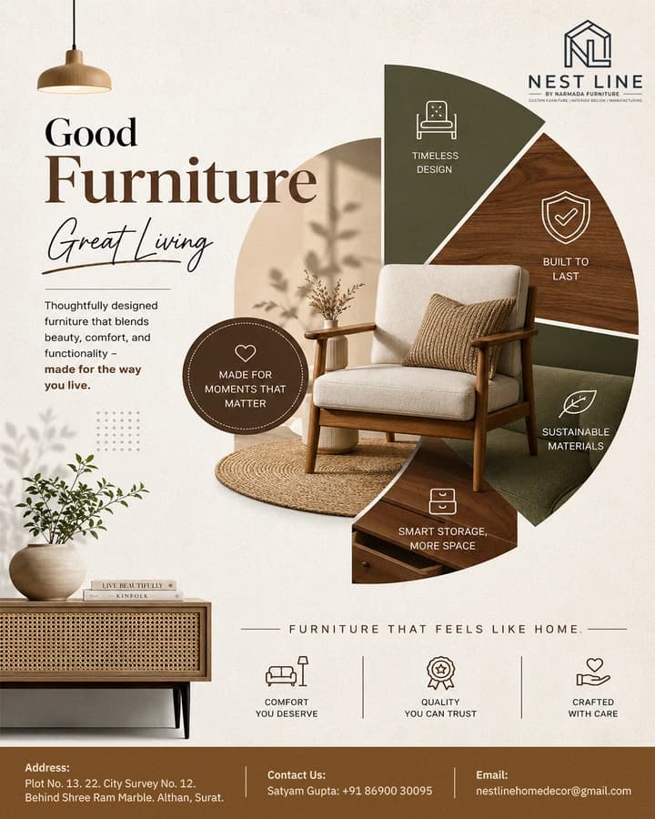 Product website design with green plants